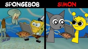 Грей пытается получить пиццу от Саймона (анимация Sprunki)