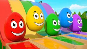 Песенка для изучения цветов и цифр - Разноцветные яйца на ферме - Большие детские стишки и песни