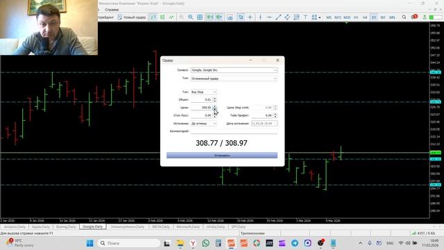 Трейдинг и инвестиции Обзор рынка акций 11-03-2026 AMZN AAPL BA GOOGL JNJ META MSFT NVIDIA SPY