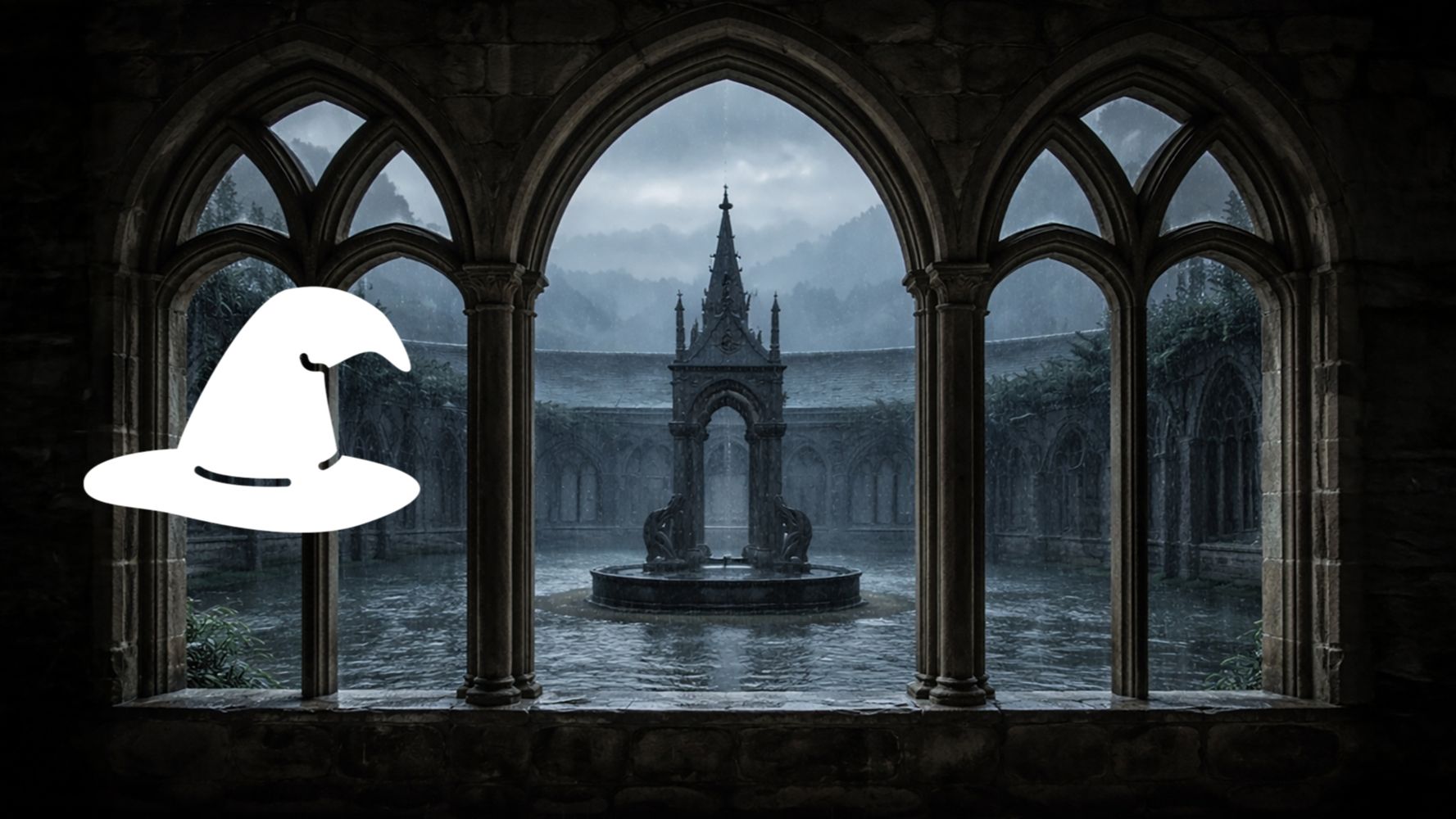 Звук дождя 10 часов 🌧 Внутренний двор Хогвартса ночью для сна и отдыха