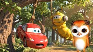 Маквин и гусеничка убегают от пауков в лесу мультик для детей