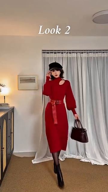 Новогодний образ в красных тонах