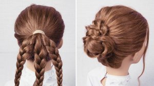 ПУЧОК ИЗ ТРЕХ КОСИЧЕК ★ ПРИЧЕСКА НА СРЕДНИЕ ВОЛОСЫ