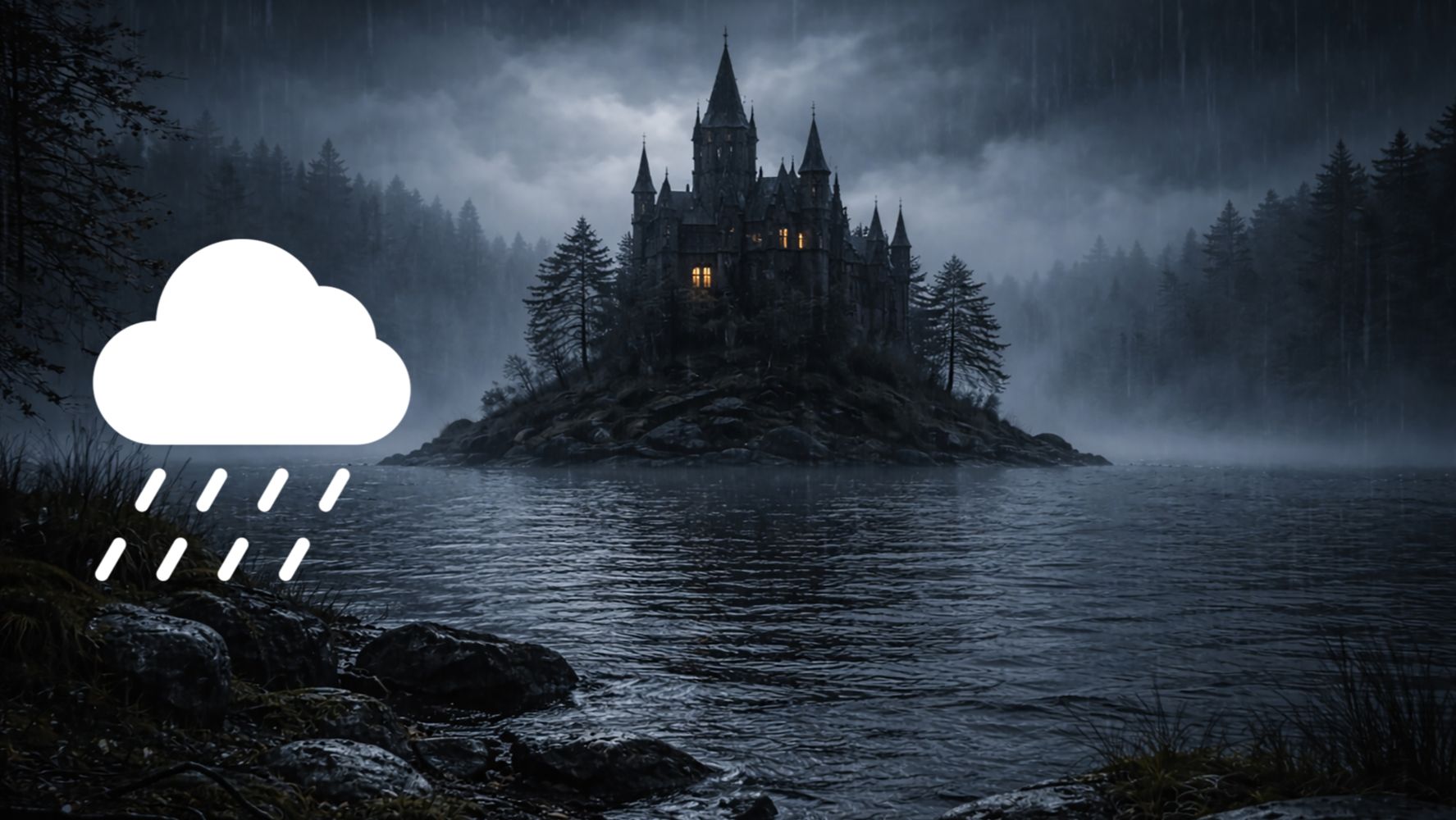 Тёмный замок в грозу 🌧️ 10 часов | Звуки дождя для сна и расслабления | Звуки дождя и грома для сна