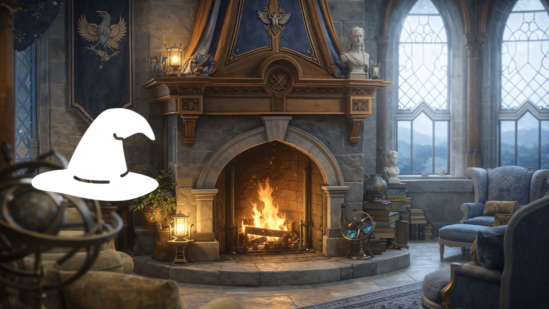 Звук камина 10 часов 🦅 Гостиная Когтеврана | Атмосфера для сна, учёбы и игр