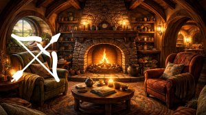 Звук камина 4 часа 🔥 Домик хоббита для сна, отдыха и волшебной атмосферы