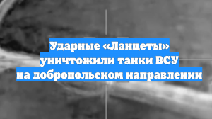 Ударные «Ланцеты» уничтожили танки ВСУ на добропольском направлении