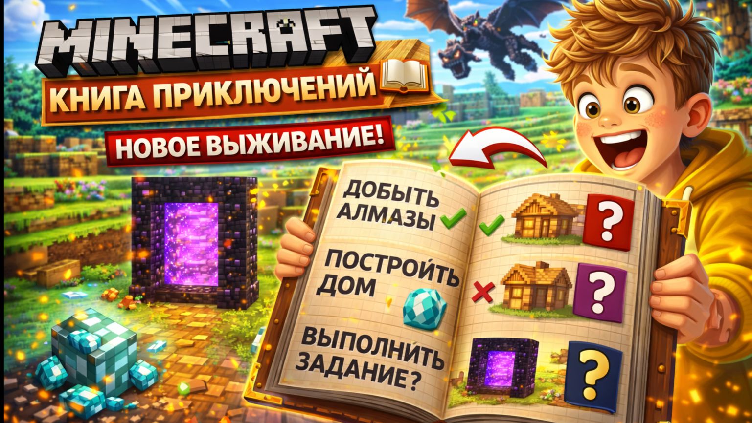 Minecraft, выполняю задания из КНИГИ ПРИКЛЮЧЕНИЙ 📖 Новое выживание! | АндрюшаТВ