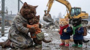 Бедная кошка-мать и котенок спасают свой дом 🐾🏠 Трогательная история зимнего спасения ❄️