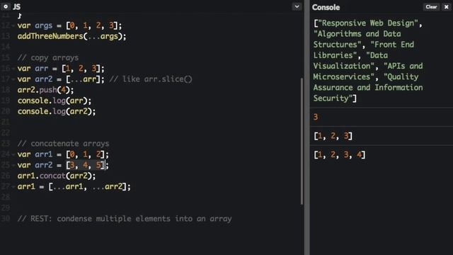 freeCodeCamp.org - 0224 - ...spread operator and rest operator