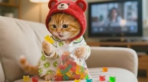 МАЛЕНЬКИЙ КОТЕНОК УГОСТИЛСЯ МАРМЕЛАДОМ НО ЕГО МАМА…