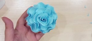 Большая голубая роза из фоамирана. МК роза своими руками
