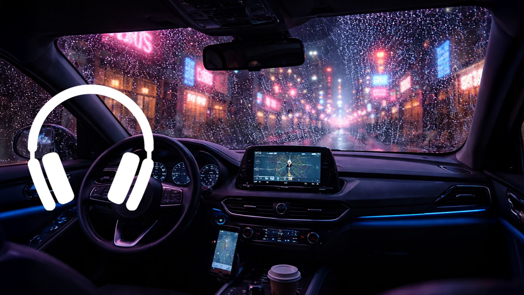 Lo-fi hip-hop 4 часа 🌧 Ночь в машине под дождём, музыка для работы, отдыха и чтения