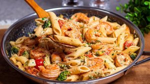 Все ищут этот рецепт! Итальянская ПАСТА С КРЕВЕТКАМИ в сливочном соусе за 20 минут!