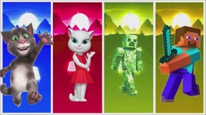 Говорящий Том 🆚 Говорящая Анджела 🆚 Крипер 🆚 Стив Майнкрафт 🎶 Плитки Хоп Музыкальная Битва