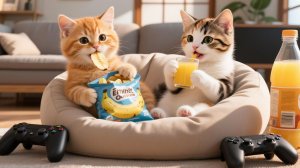 Папа-кот застукал нас за игрой… Хорошо, что мама была рядом 🎮