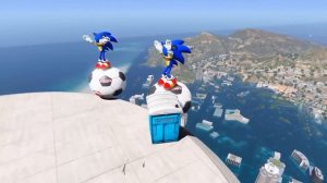 GTA 5 Sonic vs Amy Epic Jumps - Ragdolls Stunts & Fails #8