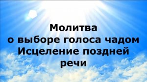 МОЛИТВА О ВЫБОРЕ ГОЛОСА ЧАДОМ. ИСЦЕЛЕНИЕ ПОЗДНЕЙ РЕЧИ #наянабелосвет