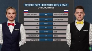 "BetBoom"Лига чемпионов 2026 2 этап Миронова Диана (RUS) - Аверьянов Всеволод (RUS) Св.пирамида.