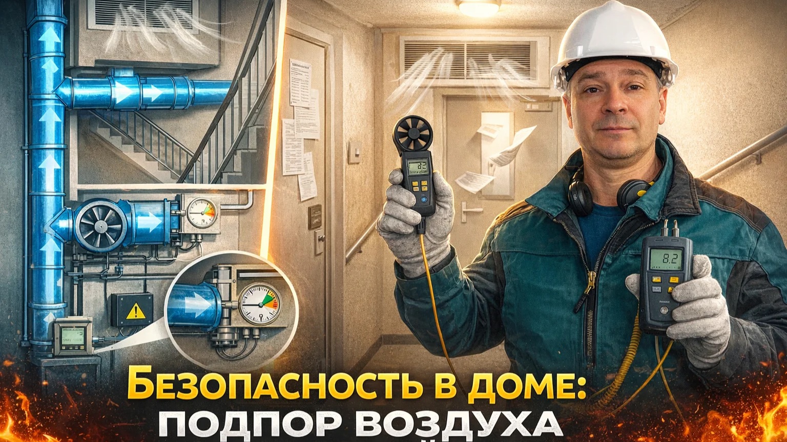 ПОДПОР ВОЗДУХА В ЛЕСТНИЦУ ЖИЛОГО ДОМА