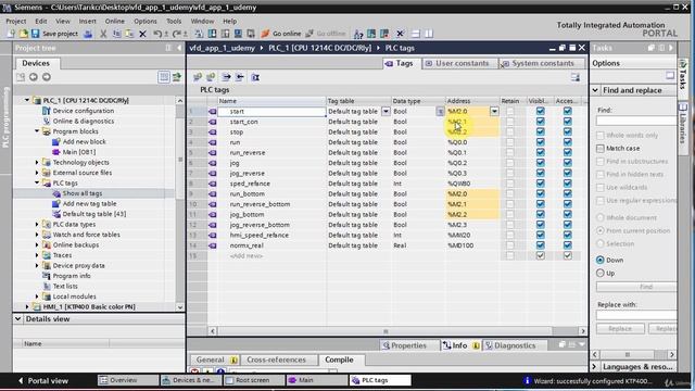 9 Запуск, остановка и регулировка скорости (ПЛК и HMI) Пример 1.