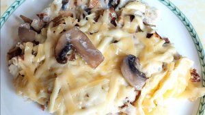 Блинный завтрак с грибами, сыром. Необычно и вкусно.