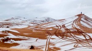 В пустыне Сахара выпал снег.