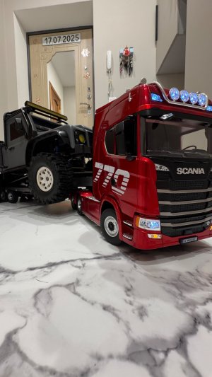 EuroTruck Scania S770 V8 прицеп трал тянет MJX H8H пикап