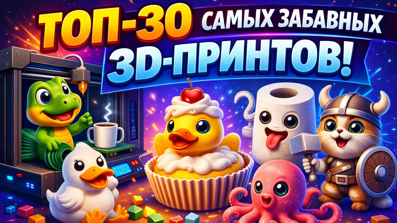 Я напечатал на 3D принтере 30 смешных предметов