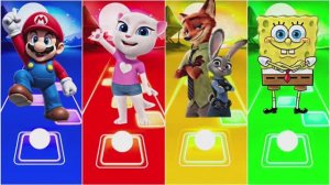 Tiles Hop: Марио 🆚 Анджела 🆚 Ник и Джуди 🆚 Спанч Боб 🔥 КТО ПОБЕДИТ?