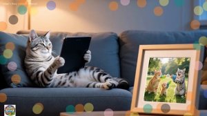 Рыжик с мамой-кошкой отдыхают на пляже с пикником