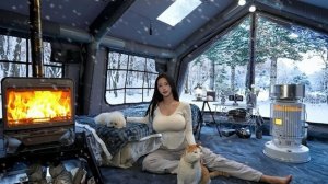 Кемпинг в новой надувной 2-х комнатной палатке. Приготовление пищи.