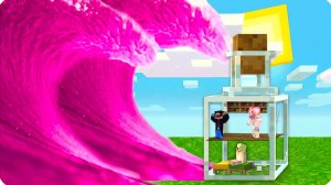 🍼СТРОИМ БАЗУ Внутри БУТЫЛКИ Против КИСЛОТНОГО ЦУНАМИ в Майнкрафт! НУБИК