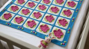 Красивый мотив крючком для пледа