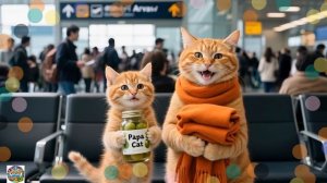 Рыжий котенок любит гоночные машинки, и мама-кошка делает ему игрушку из подручных средств