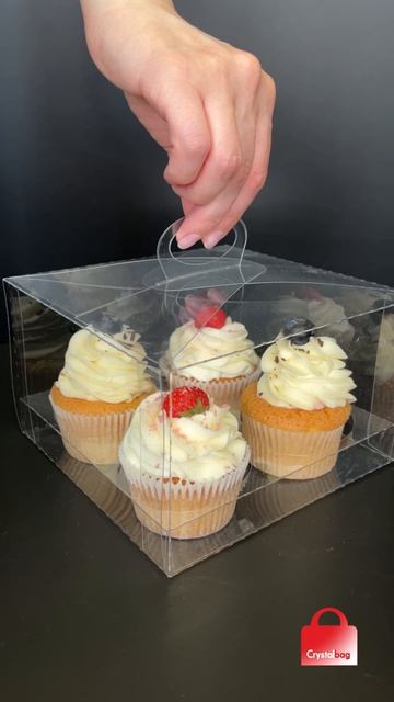 Прозрачная коробка Crystalbag для бенто торта или 4 капкейков