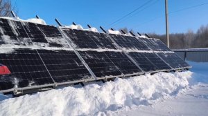 Солнечные панели зимой, Московская волость , ежедневная выработка
