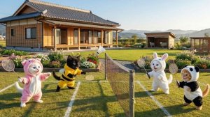 Маленькие котята играют в бадминтон и помогают друзьям 🐱🏸 Трогательное зимнее развлечение ❄️