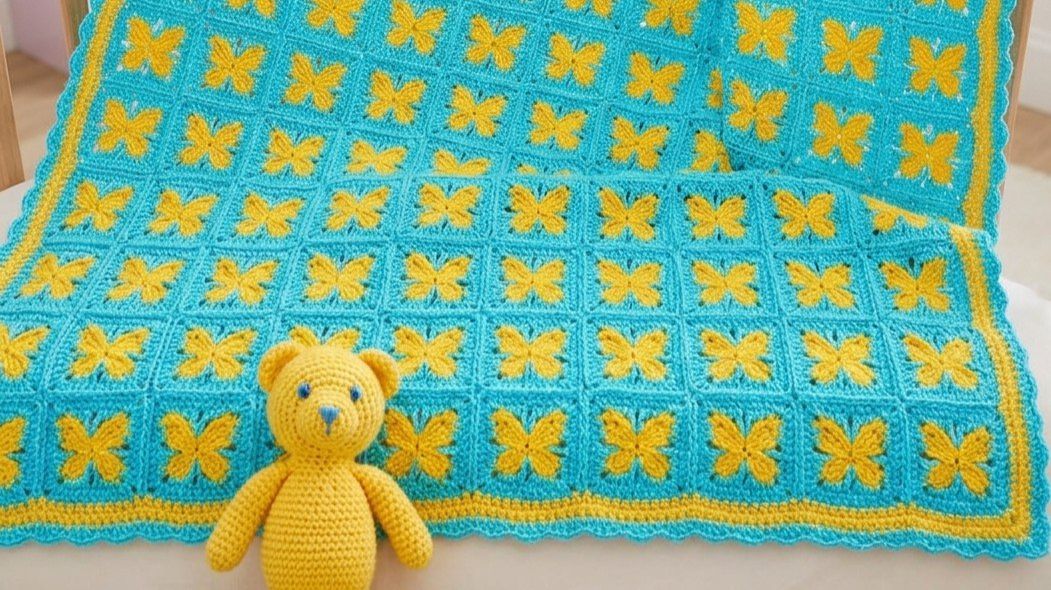 Легкий мотив крючком для детского пледа