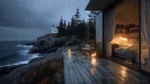 Звуки дождя у прибрежного дома. Видео для глубокого сна и расслабления 🌧️