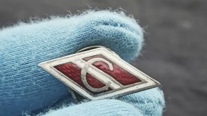 Реставрация редкого знака Спартак 1935 с обратной полосой   горячей эмалью!