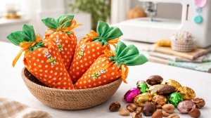 Угощение с улыбкой: создаём яркие мешочки для гостинцев от зайчика. Мешочек-морковка