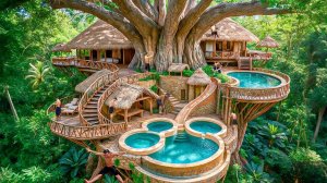 250 дней строительства массивного комплекса на дереве с бассейном.