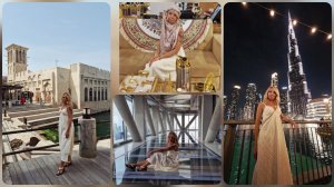 Город с высоты через стеклянный пол, фонтан Бурж Халифа на ночь.