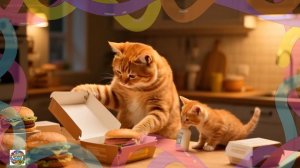 Мама-кошка, Рыжик не любит мыться!