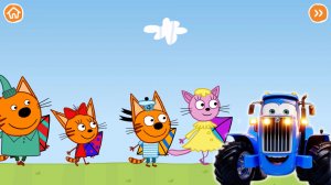 Синий трактор и три кота играют в игры