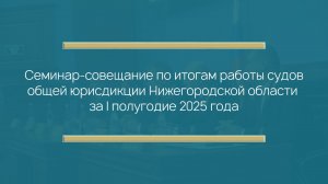 Семинар-совещание по итогам работы судов общей юрисдикции Ниж. области за I полугодие 2025 года