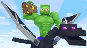 Мускулистый Стив приручил дракона. Майнкрафт Мультик