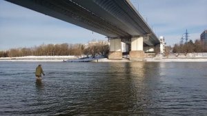 Нахлыст. Двуручник. Тренировки на Москва-реке. Навыки отрабатываются и закрепляются круглый год.