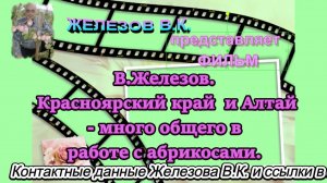 В.Железов. Красноярский край  и Алтай- много общего в работе с абрикосами.